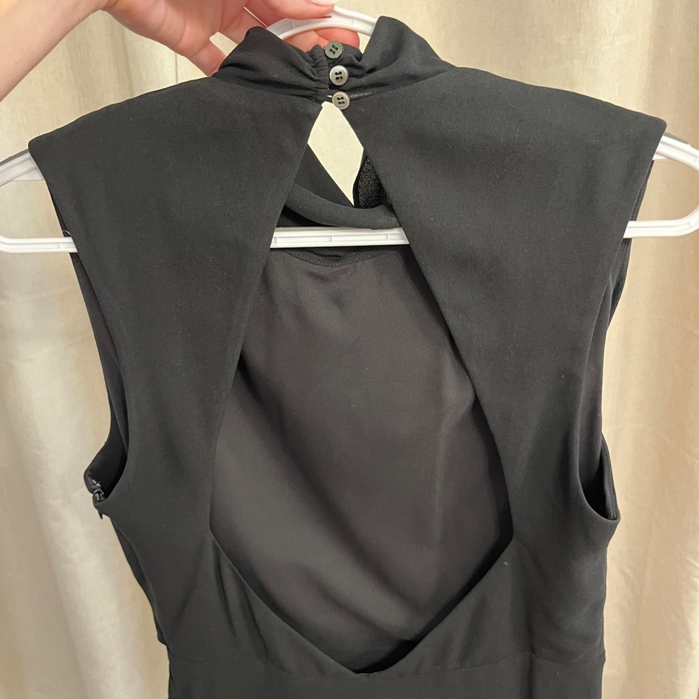 Haute Hippie Black Sheath Mock Neck Backless Mini Cocktail Dress Size L - Picture 6 of 12